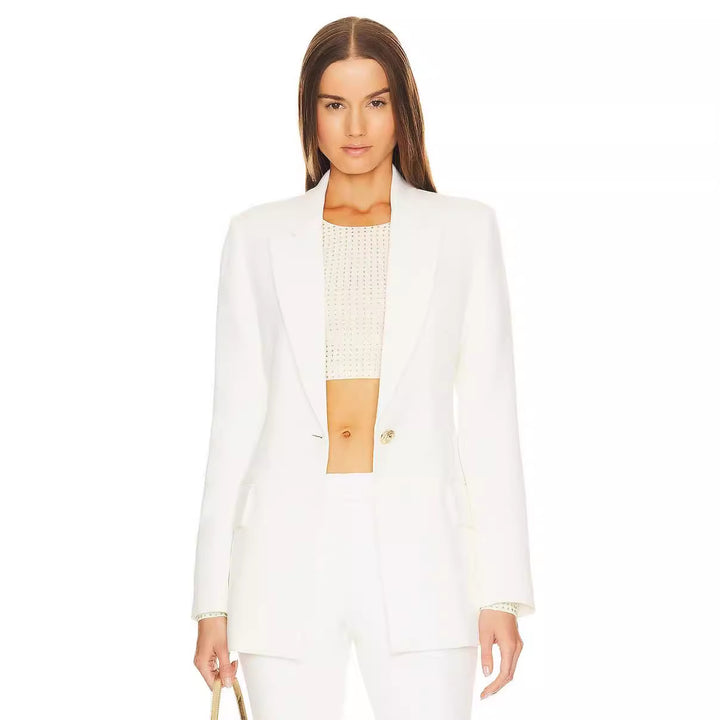 Damen Zweiteiliger Tailoring‑Anzug mit tailliertem Ein‑Knopf‑Blazer und ausgestellter Schlaghose Drune