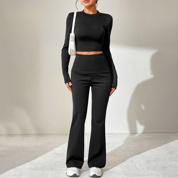 Damen Sportliches Set mit kombiniertem Cut-Out-Oberteil und weitem Hosenansatz Drune