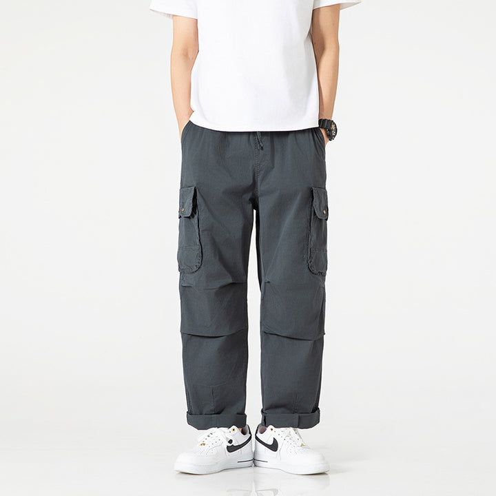 Herren Relaxed-Fit Multi-Taschen Cargo-Hose aus leichtem Baumwollmix Drune