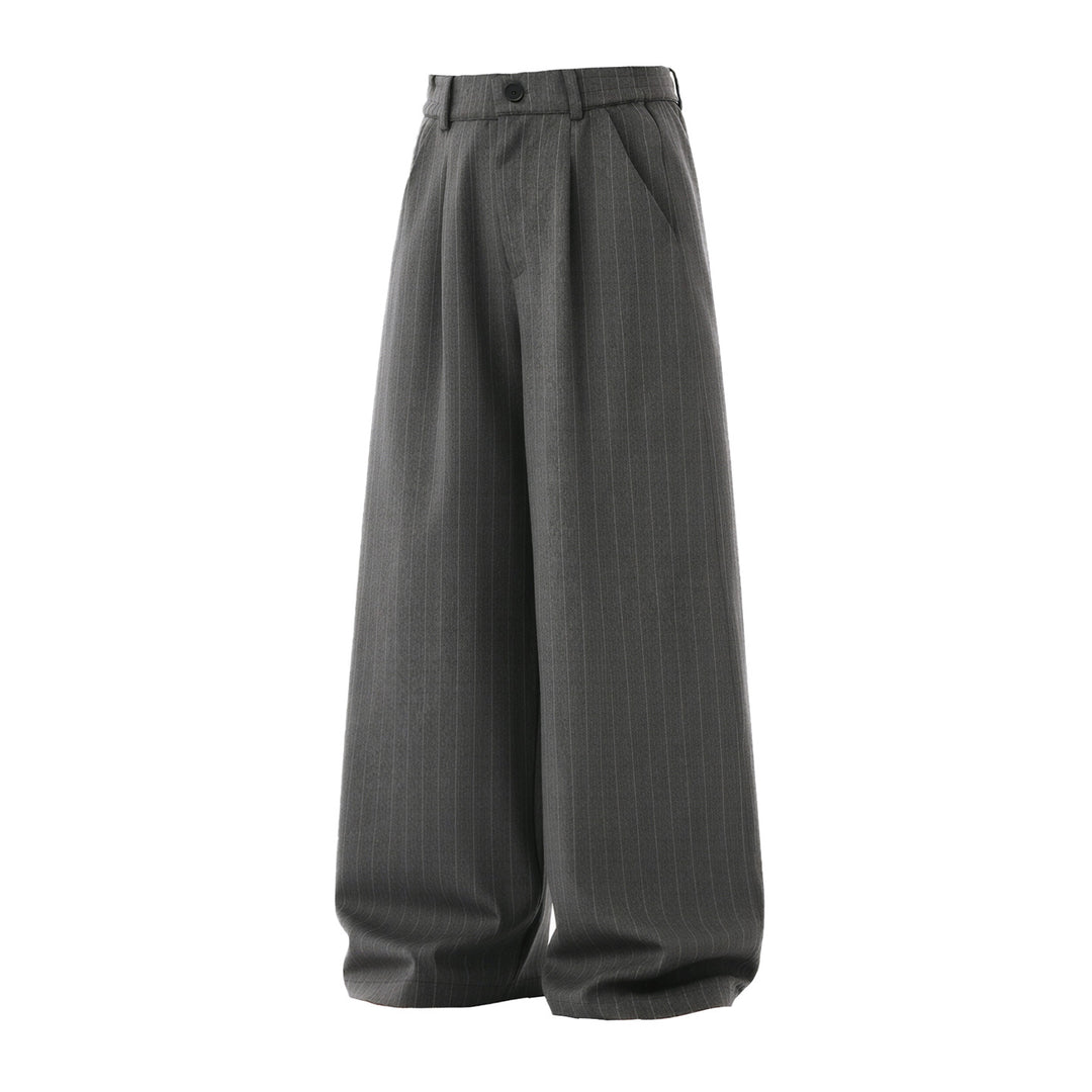 Damen Weite High‑Waist Plissee-Anzughose mit Nadelstreifen und Bundfalten Drune