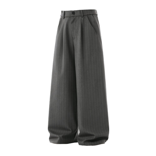 Damen Weite High‑Waist Plissee-Anzughose mit Nadelstreifen und Bundfalten Drune