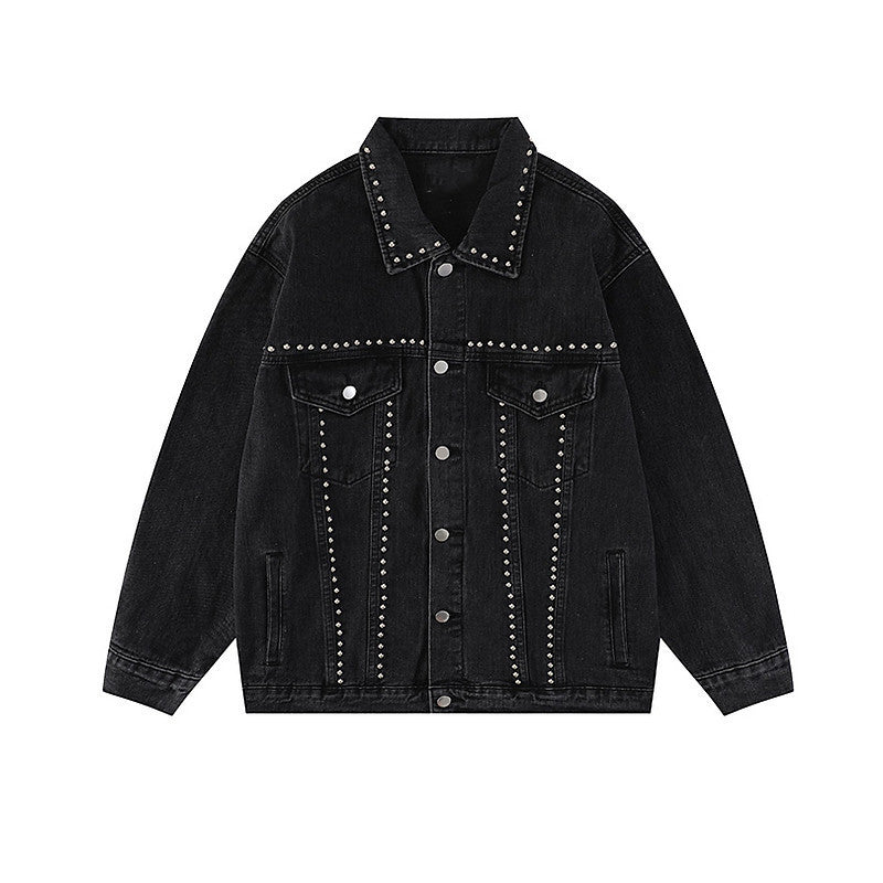 Herren Modische Jeansjacke mit Nieten Drune