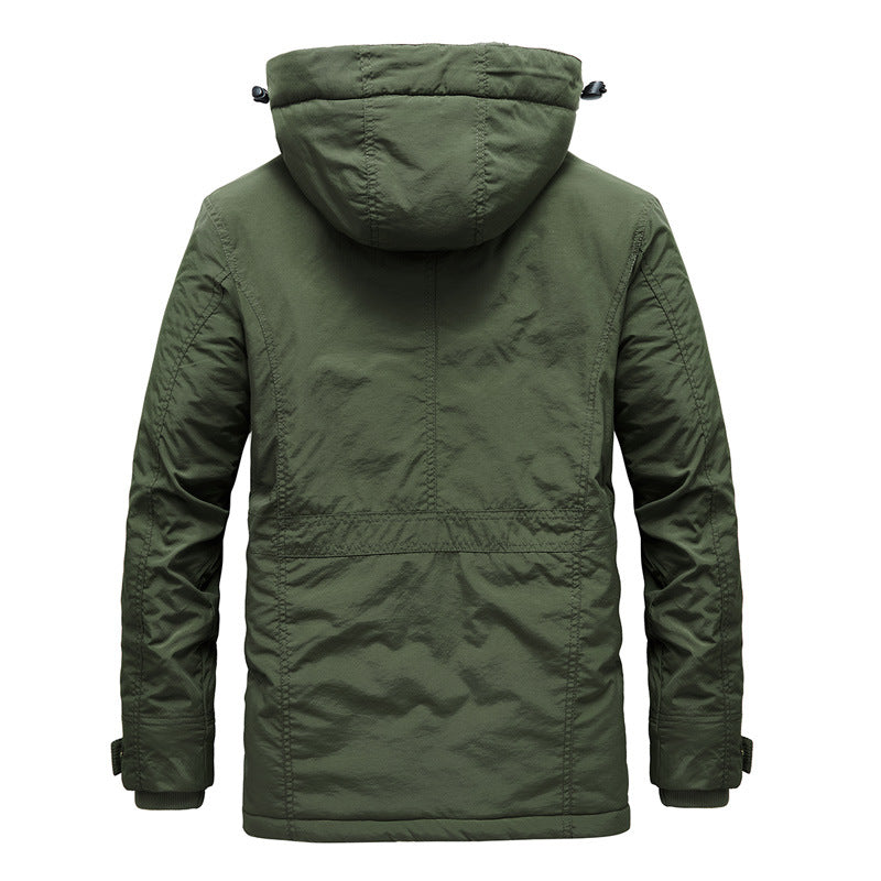 Herren Urbaner Funktionsparka mit Sherpa-Fleece-Futter, abnehmbarer Kapuze und verdeckten Taschen Drune