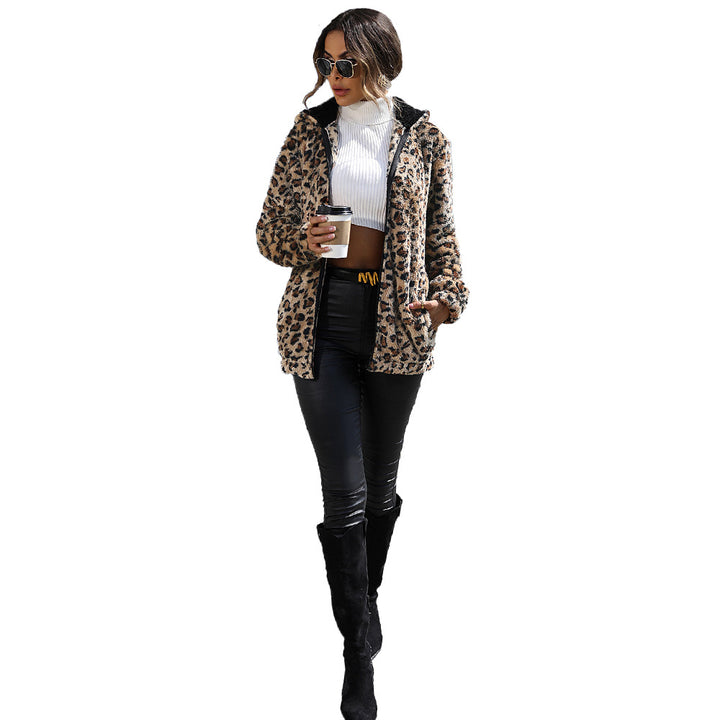 Damen kuschelige Leo Fleecejacke Drune