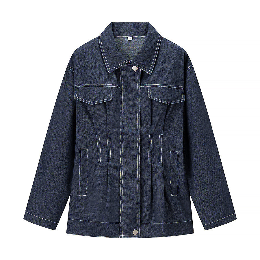 Damen Denimjacke mit praktischen aufgesetzten Taschen und modernen Abnähern Drune