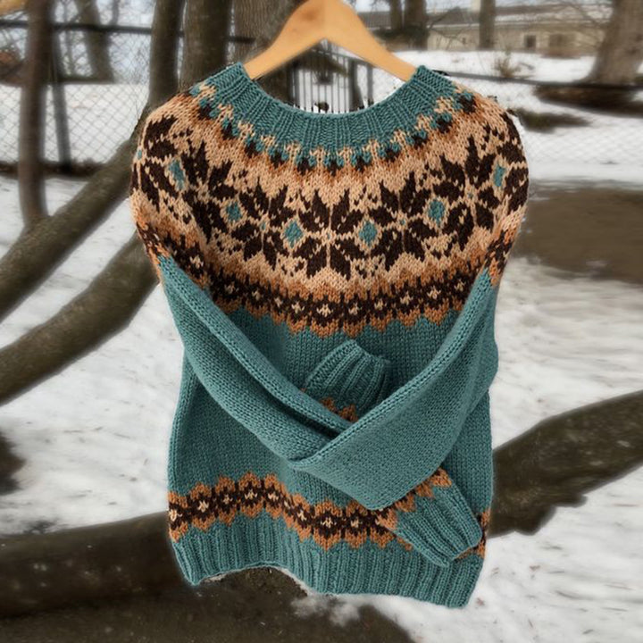 Damen nan Norwegerpullover aus Wollmix mit Rundhalsausschnitt und traditionellem Fair-Isle-Yoke Drune