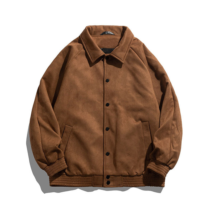 Unisex  oversized suede-effect bomber jacket with ribbed hem and snap front Drune