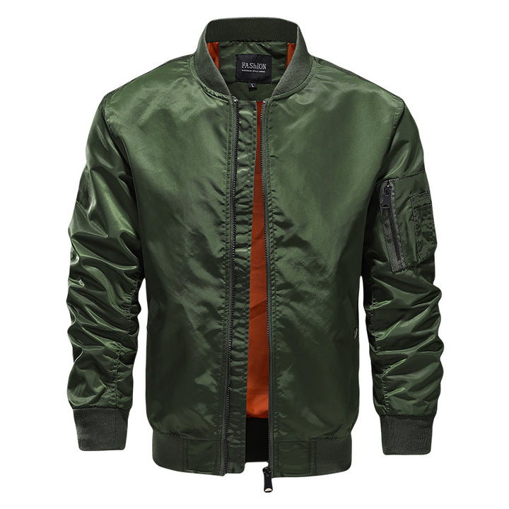 Herren Nylon-Bomberjacke im Aviator‑Stil mit Ärmeltasche und Rippbündchen Drune