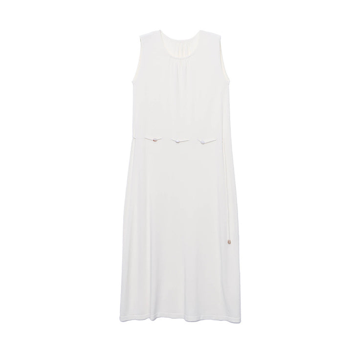 Damen elegantes Maxikleid mit seitlichen Knopfdetails Drune