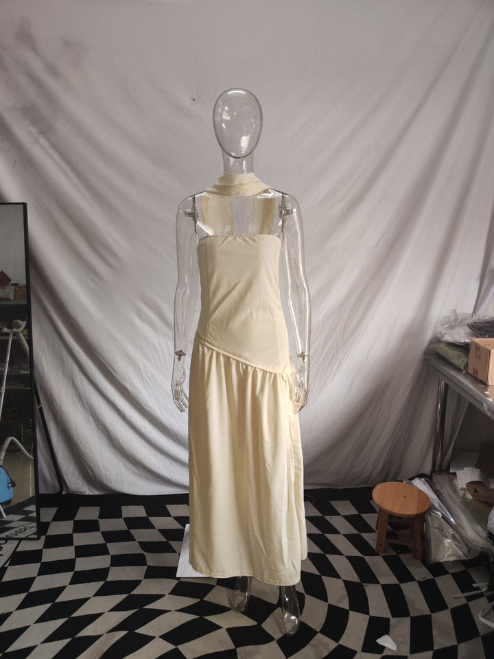 Damen Maxikleid mit schulterfreiem Design und dekorativem Wickelausschnitt Drune