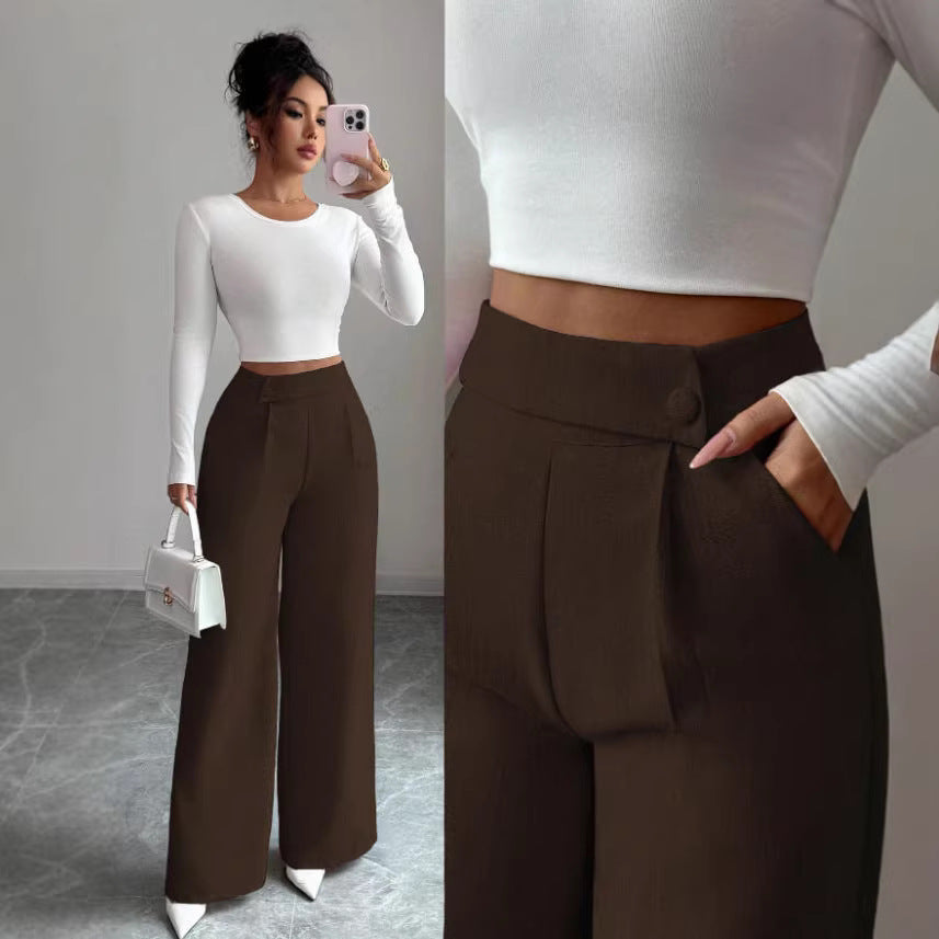 Damen Hoch taillierte, elegante und weiche Hose Drune