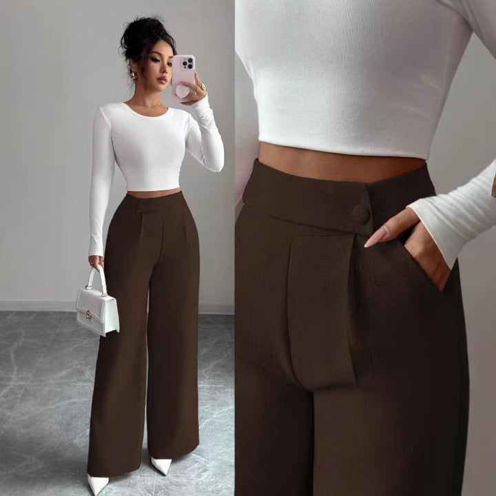 Damen Hoch taillierte, elegante und weiche Hose Drune