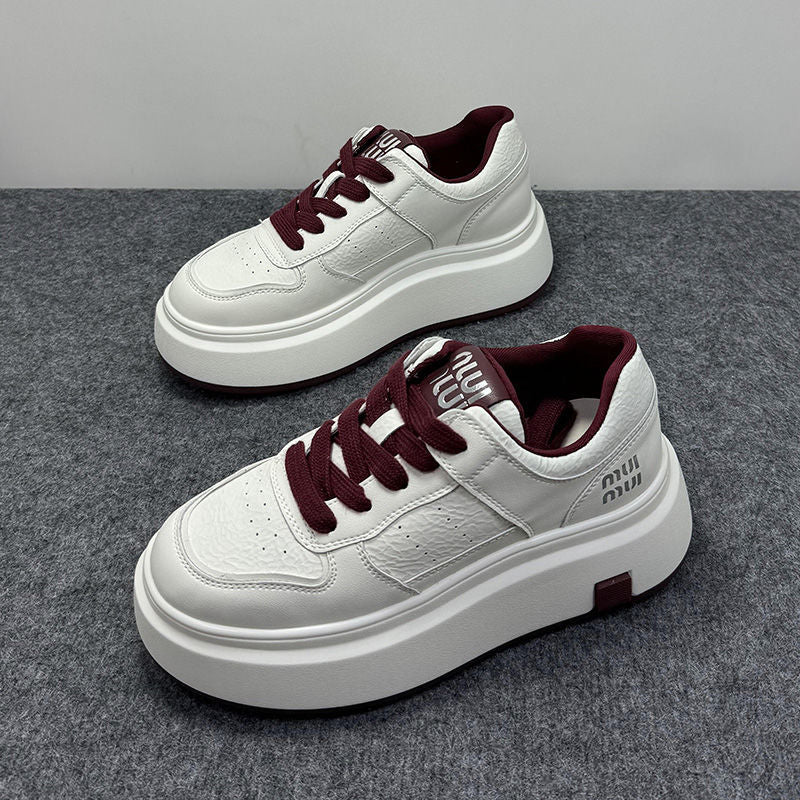 Damen Modische Plateau Sneakers aus strapazierfähigem Leder mit minimalistischer Optik Drune