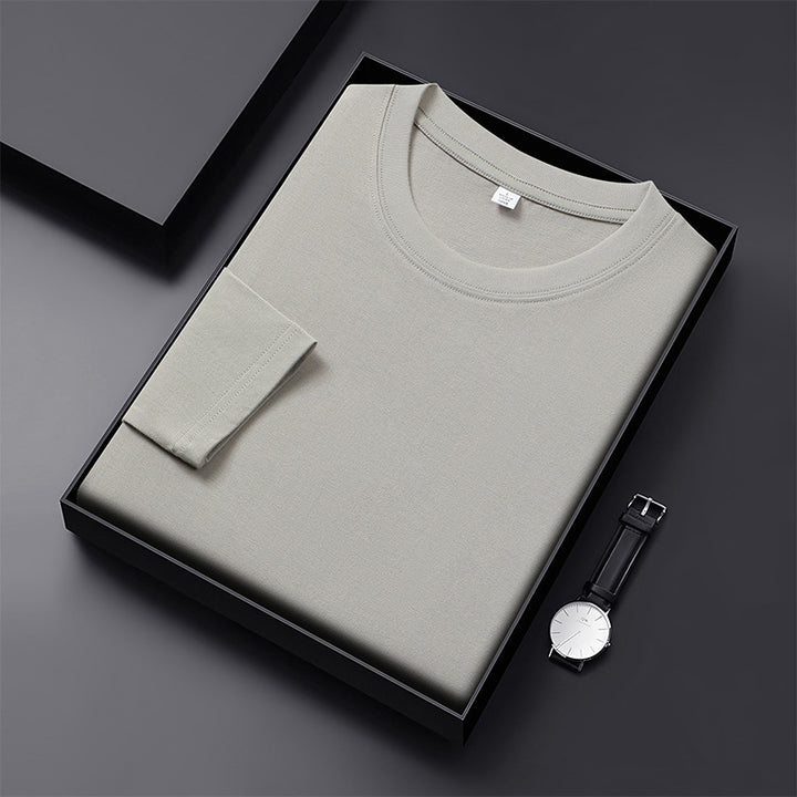 Herren Langarmshirt aus Premium-Baumwollmix mit Rundhalsausschnitt und feiner Rippstruktur Drune