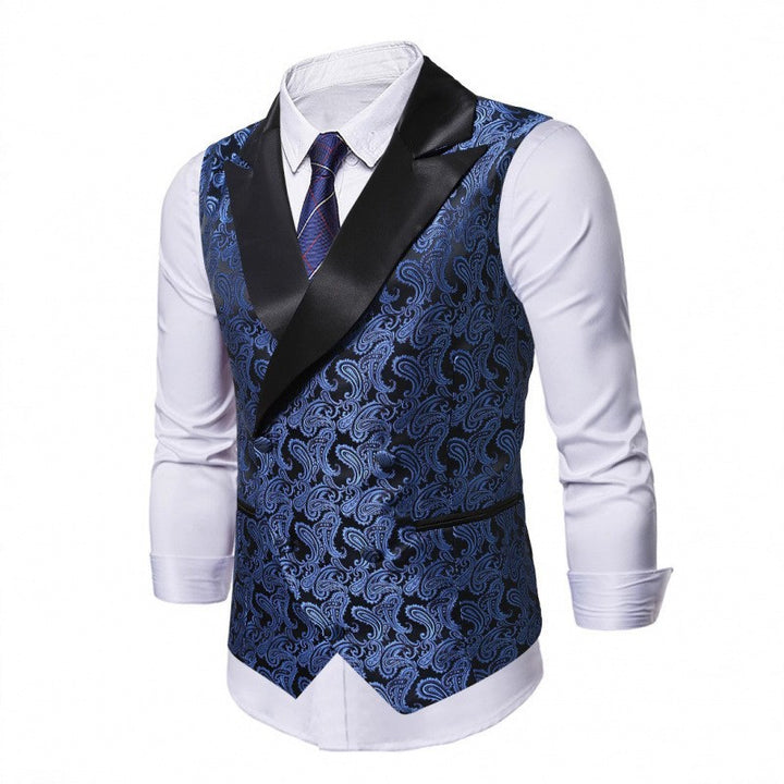 Herren Satin-Paisley-Weste mit Schalkragen und tailliertem Smoking-Look Drune