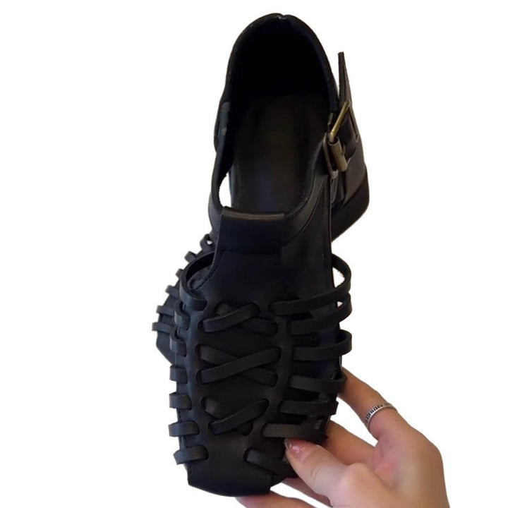 Damen Sandalen im trendigen Gitterdesign mit Blockabsatz Drune