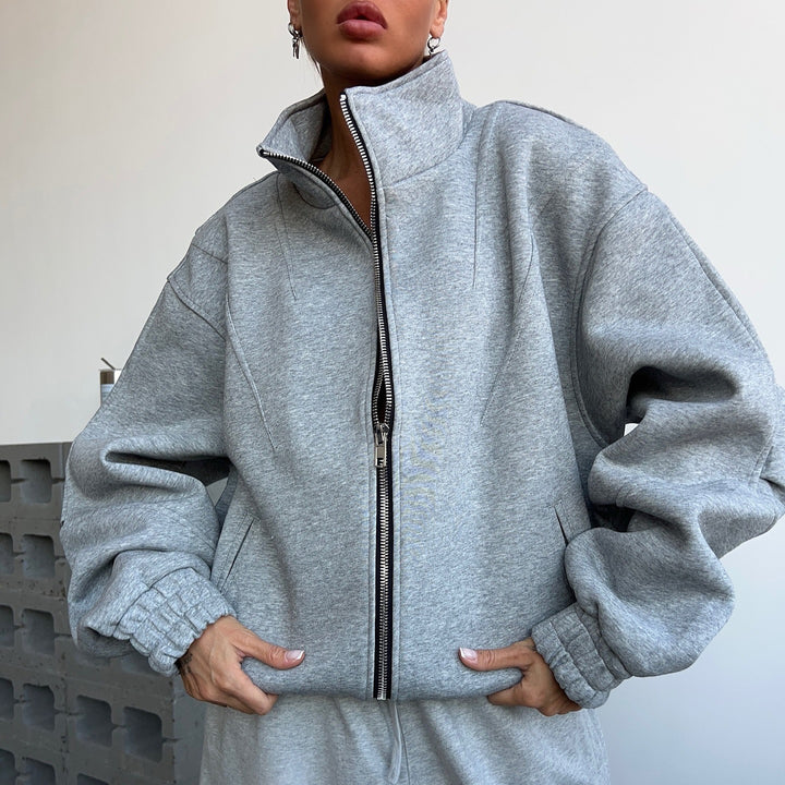 Damen lässiger Sweatshirt mit kreativem Allover-Print und voluminösen Ärmeln Drune