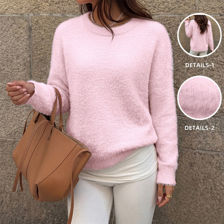 Damen Weicher und eleganter Pullover mit Off-Shoulder-Ausschnitt Drune