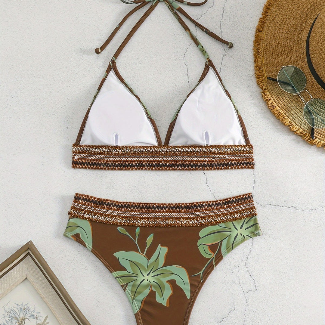 Damen Triangel-Bikini mit floralem Muster und komfortablem Tragekomfort Drune