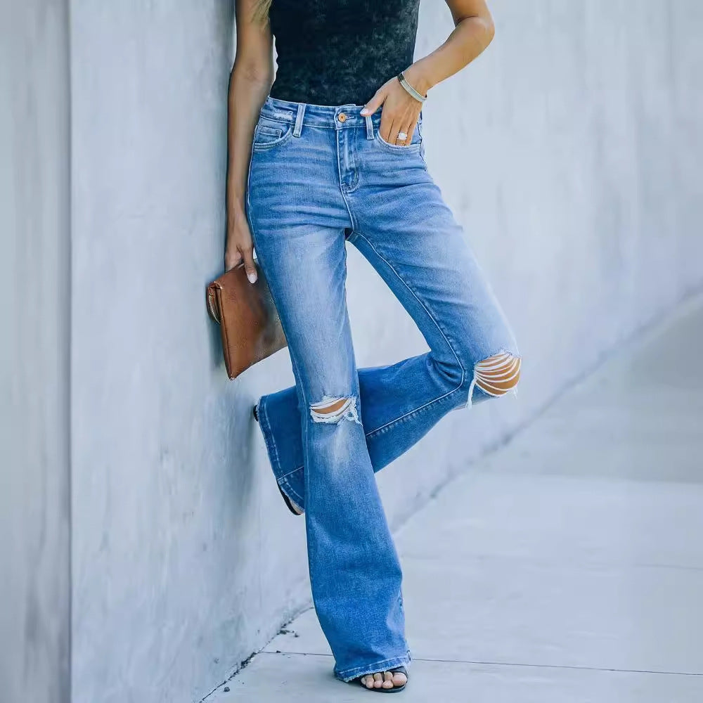 Damen Weitgeschnittene Jeans mit Destroyed-Details Drune