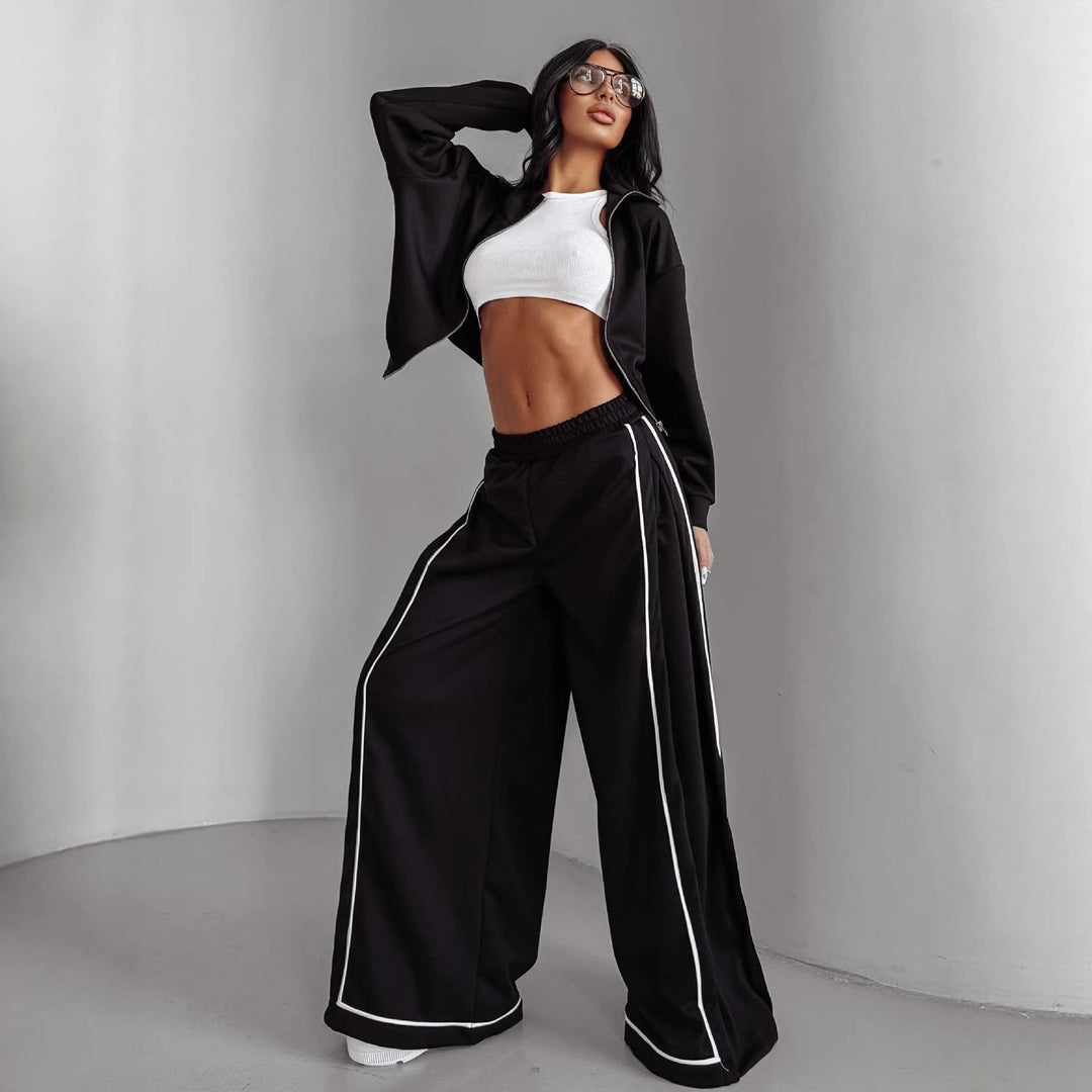Damen lässiger Sportanzug mit weitem Schnitt und praktischen Taschen