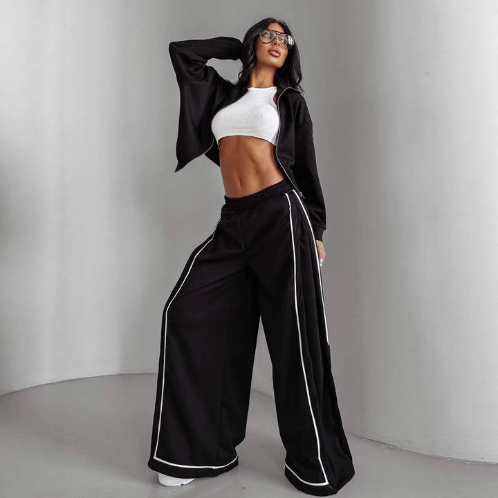 Damen lässiger Sportanzug mit weitem Schnitt und praktischen Taschen