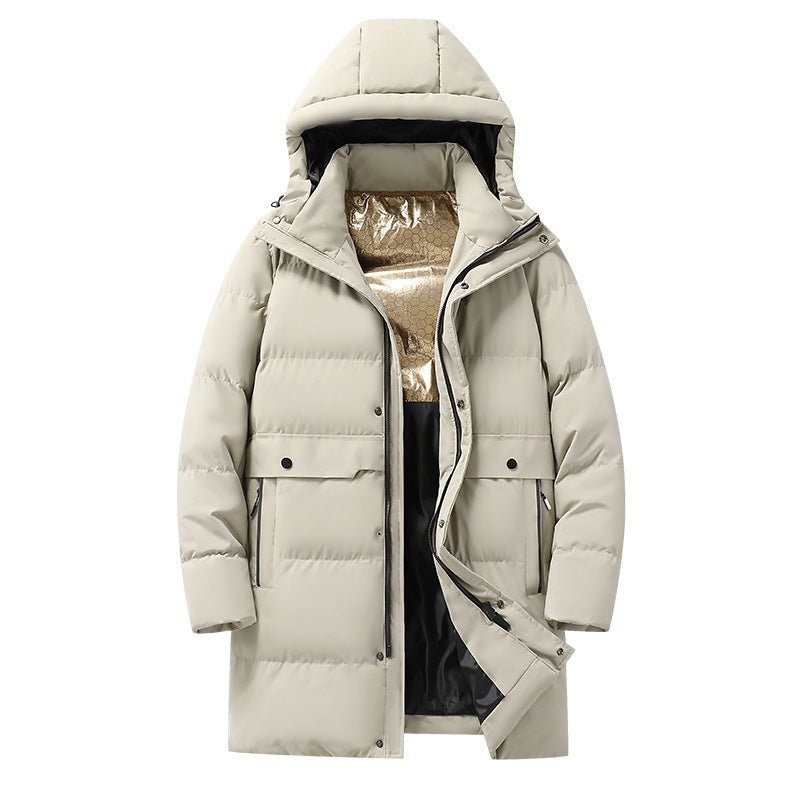 Herren langer gesteppter Winterparka mit Kapuze, wasserabweisender Außenhülle & wärmereflektierendem Innenfutter Drune