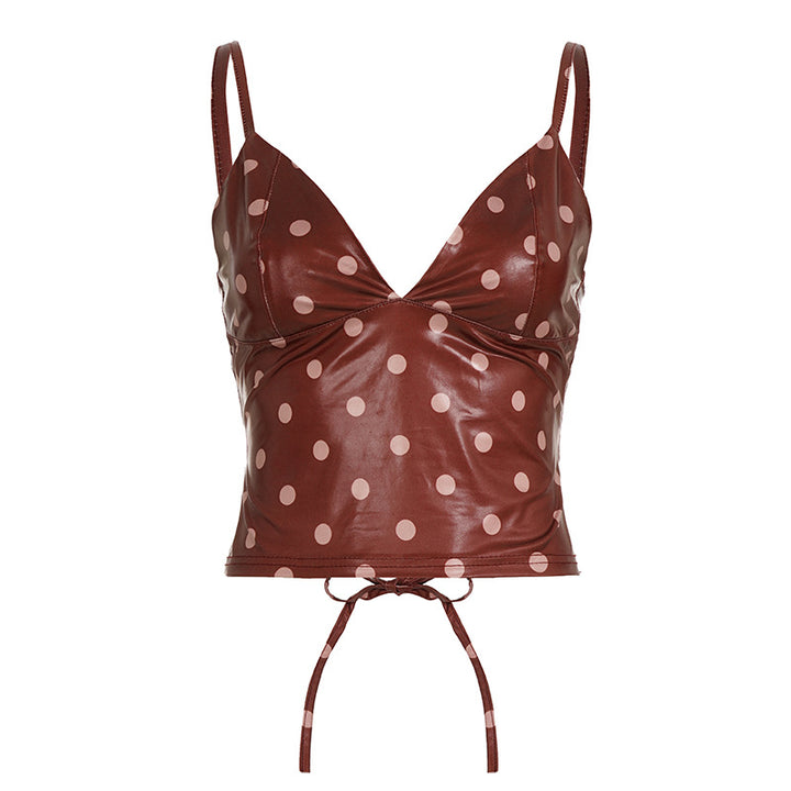 Damen Tanktop mit verspieltem Punktemuster und raffinierten Trägerdetails Drune