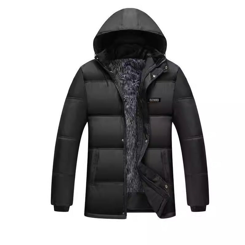 Herren modische Steppjacke mit kuscheligem Innenfutter und verstellbarem Kapuzenkragen Drune