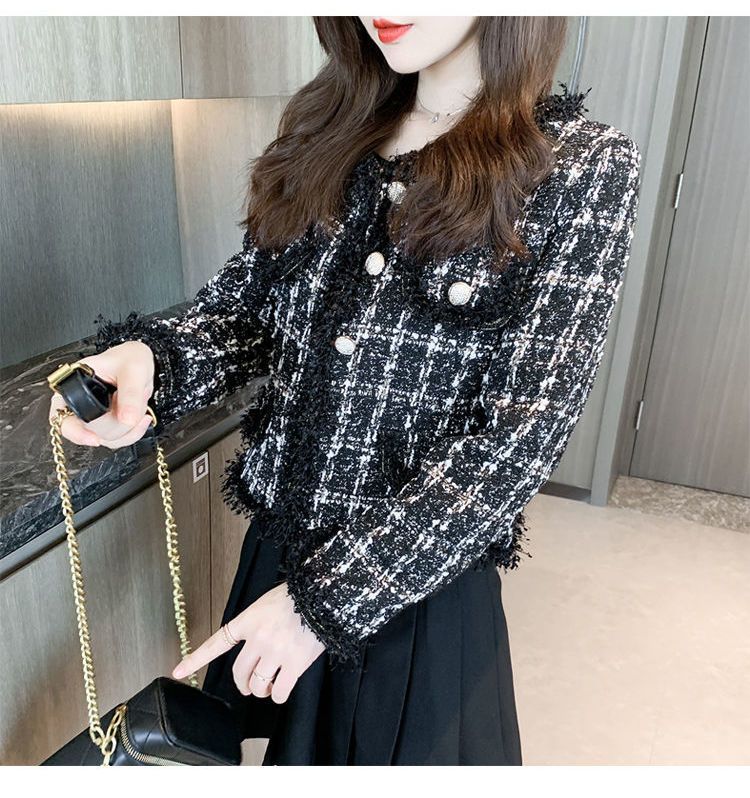 Drune | Tweed-Jacke - Goldenen Knopf Akzente - Klassische Eleganz - Anspruchsvolles Schichten