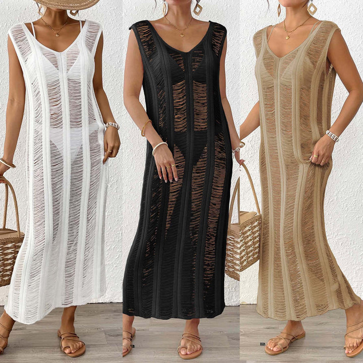 Damen luftiger Strandüberwurf mit eleganten Fransen Drune