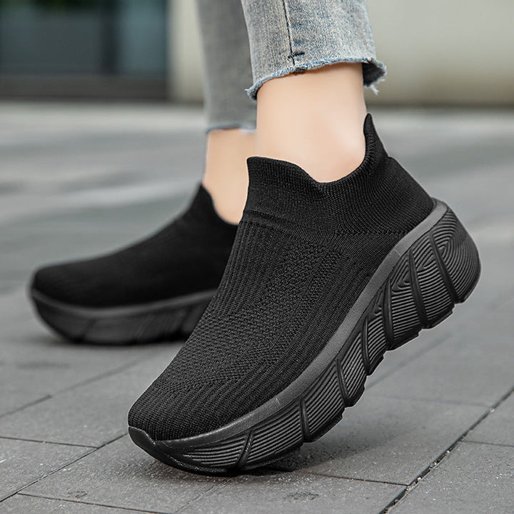Damen Schnürlose Freizeitsneaker mit flexiblem Strick-Obermaterial Drune