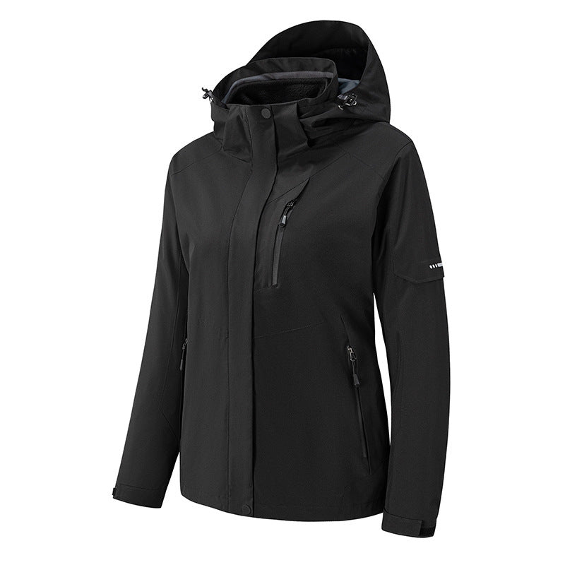 Herren wasserdichte dreilagige Softshell-Outdoorjacke mit verstellbarer Kapuze und verschweißten Reißverschlüssen Drune