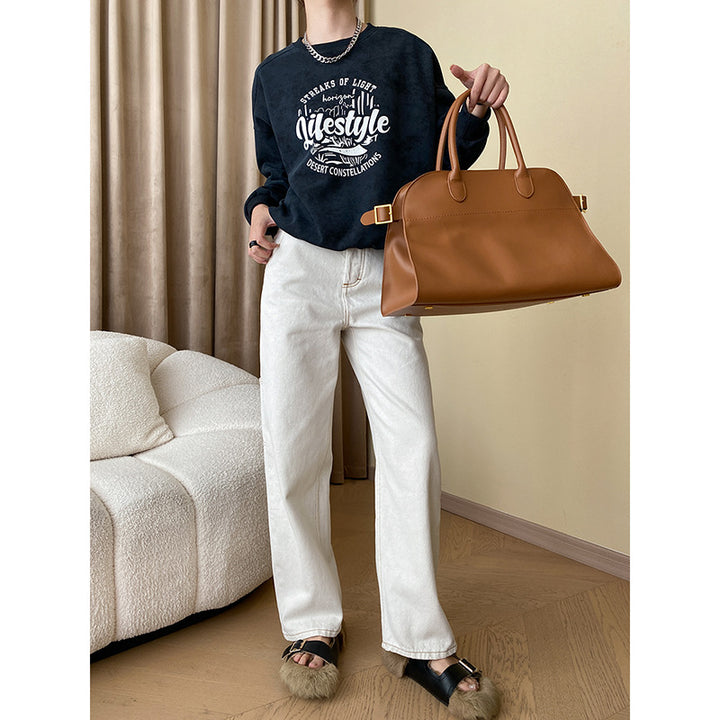 Damen hochtaillierte Chino-Hose mit geradem Schnitt und modernem Design Drune
