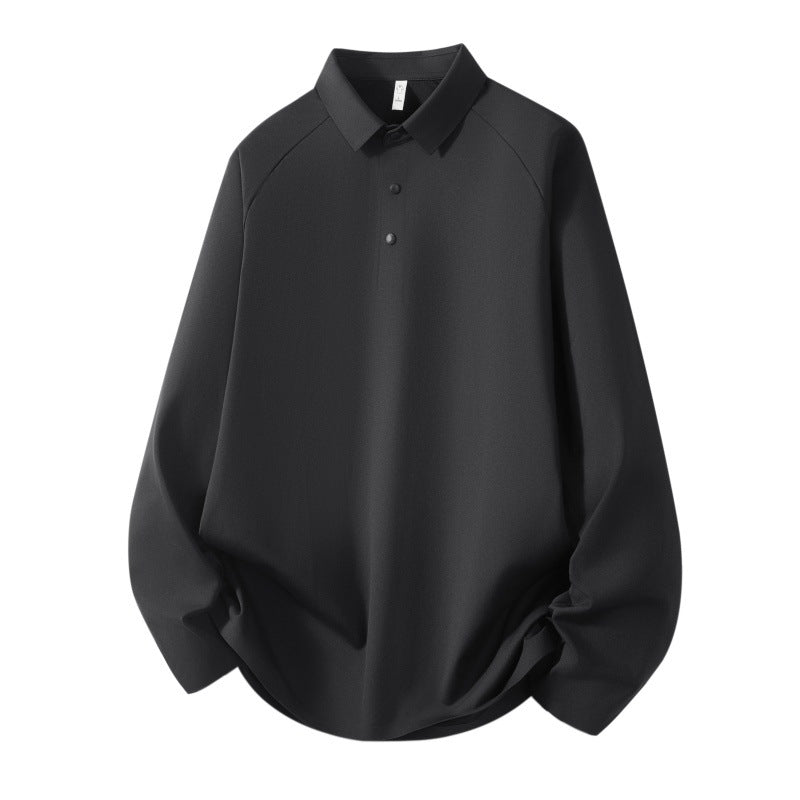 Herren Langarm-Poloshirt aus technischem Stretch mit Hemdkragen & Halbknopf-Leiste Drune