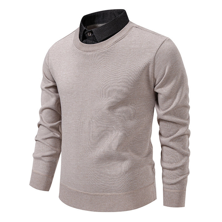 Herren nan Feinstrickpullover mit integriertem Hemdkragen und schmaler Silhouette Drune