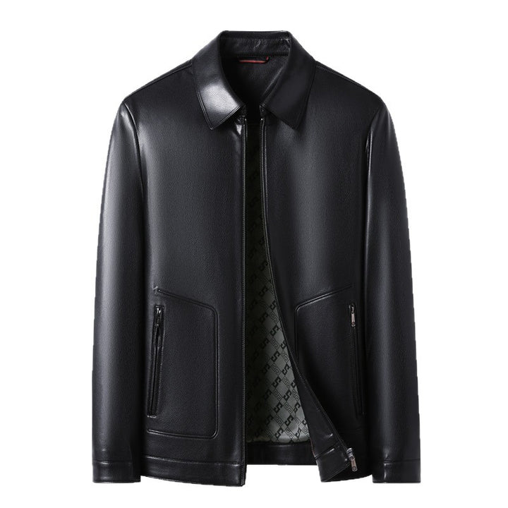 Herren elegante Kunstlederjacke mit praktischen Taschen Drune