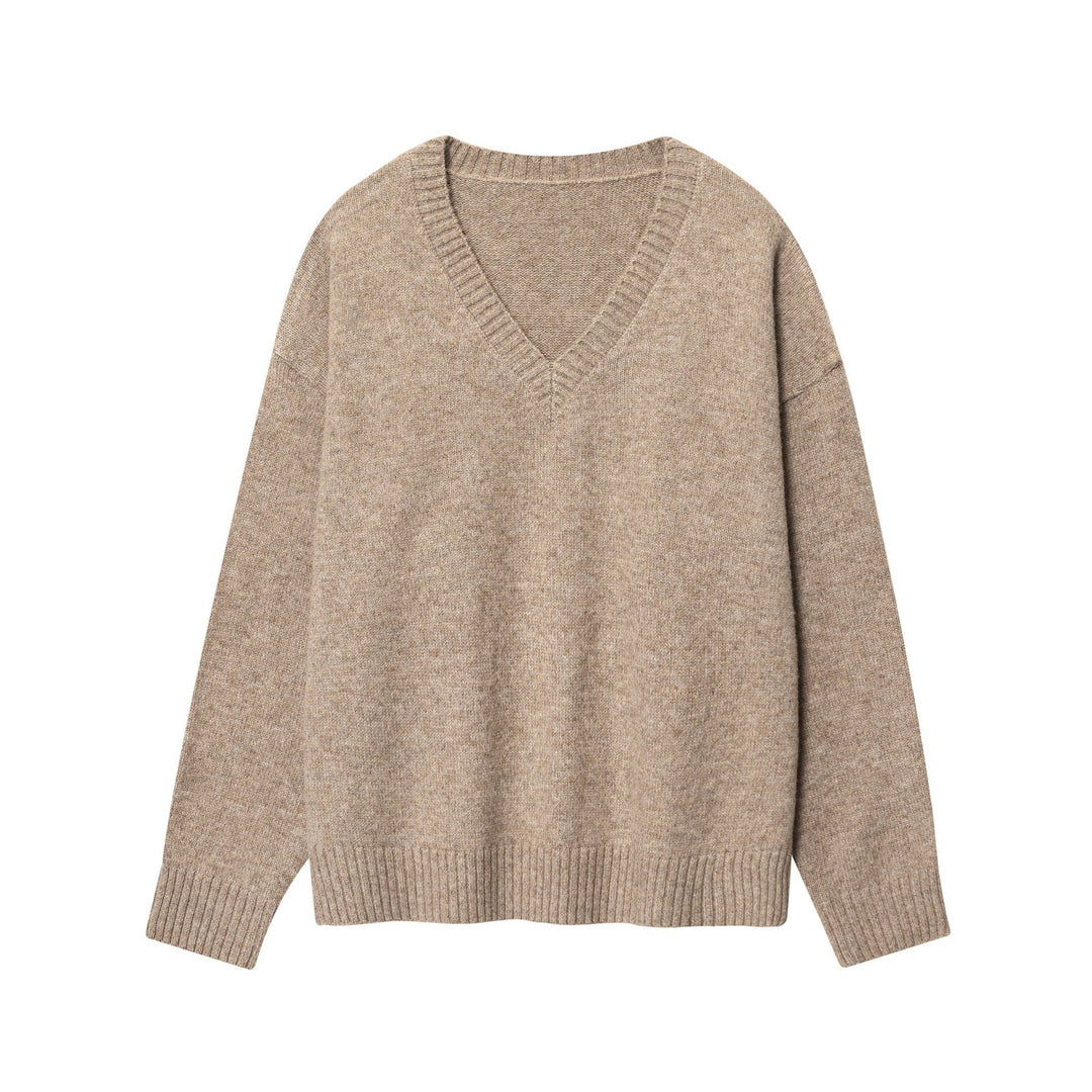 Damen Kaschmir-Pullover mit V-Ausschnitt und lässigem Schnitt Drune