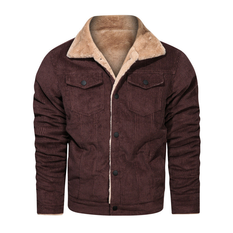 Herren Kord-Workerjacke mit Teddyfutter und Hemdkragen Drune
