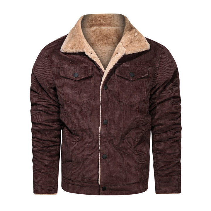 Herren Kord-Workerjacke mit Teddyfutter und Hemdkragen Drune