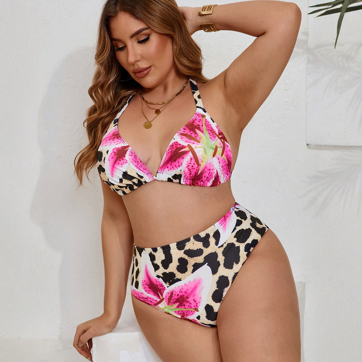 Damen Hochgeschnittener Bikini mit floralem Leo-Design Drune