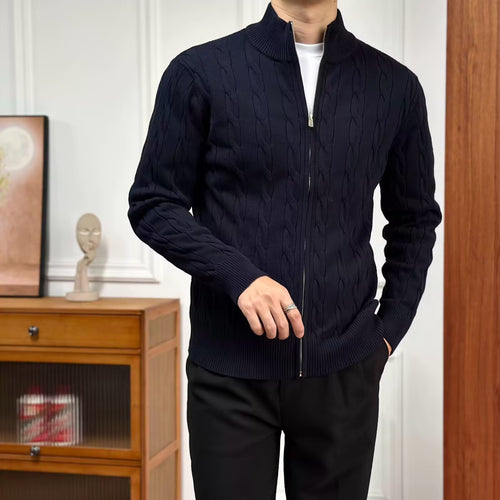 Herren Hochwertiger Strickpullover mit Reißverschluss Drune