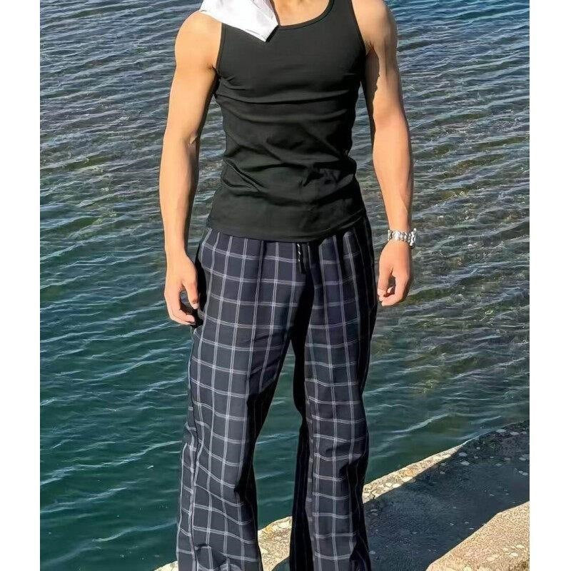 Herren Bequeme Freizeithose mit Karomuster Drune