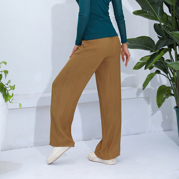 Damen weite und lässige Stoffhose mit seitlichen Eingrifftaschen Drune