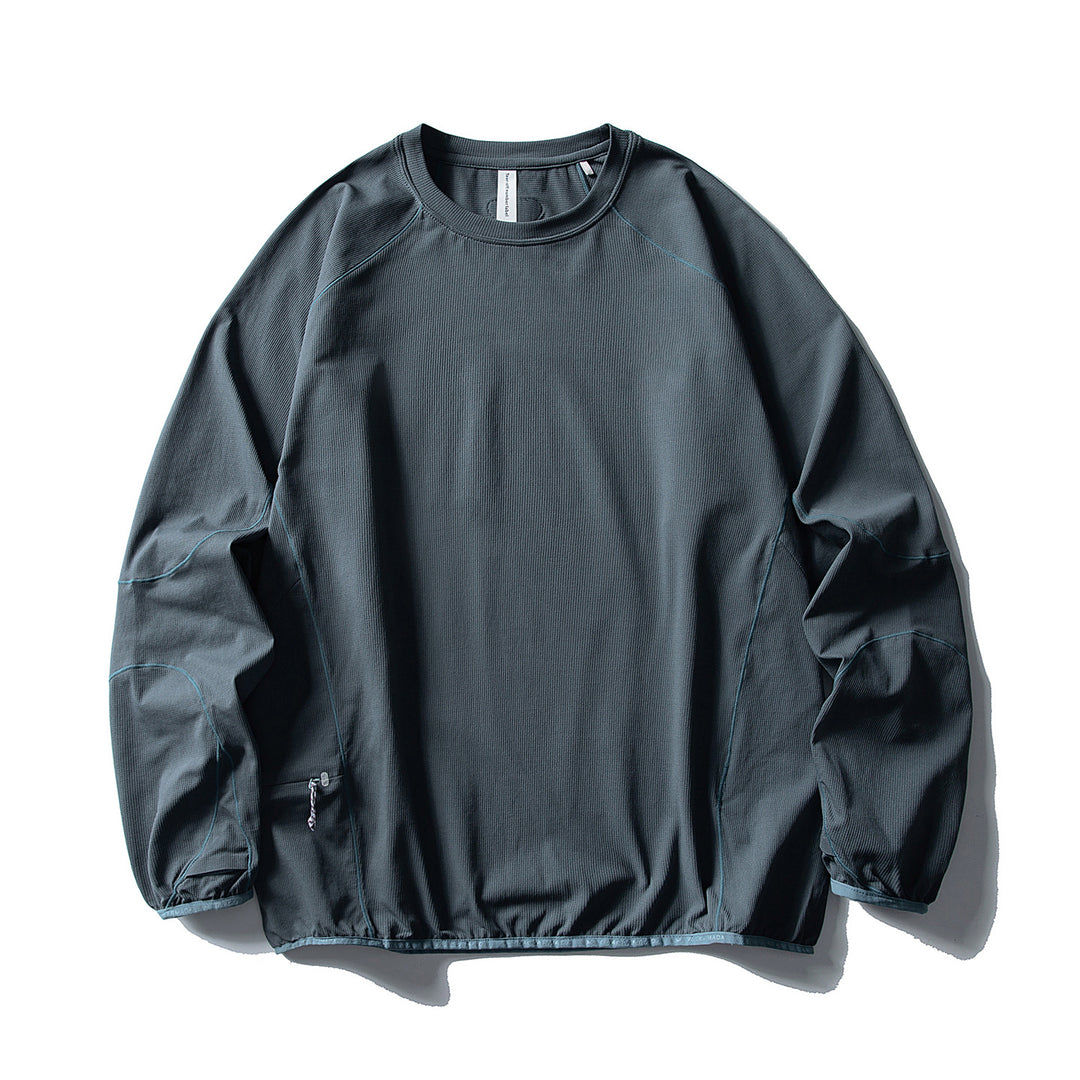 Unisex Technischer Oversize Rundhals-Pullover mit Flatlock-Nähten und seitlicher Reißverschlusstasche Drune