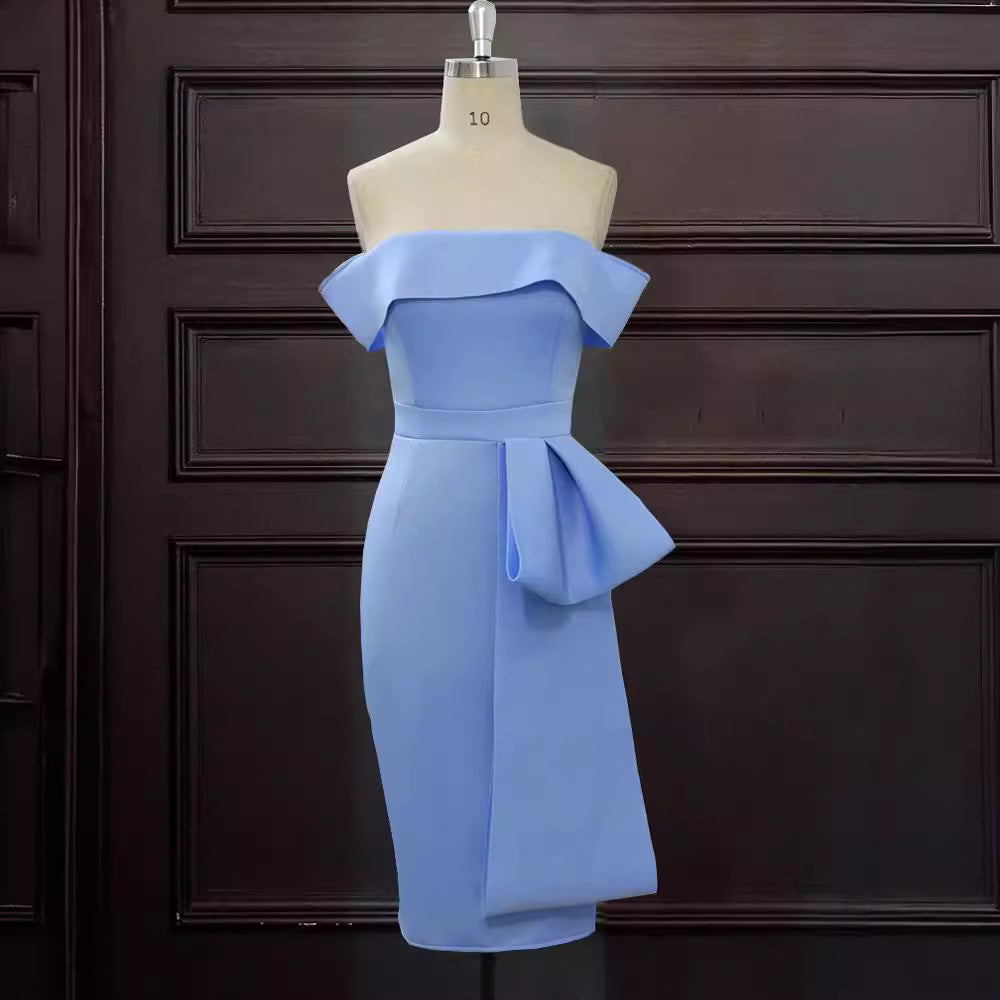 Damen figurbetontes Kleid mit schulterfreiem Design und drapiertem Detail Drune