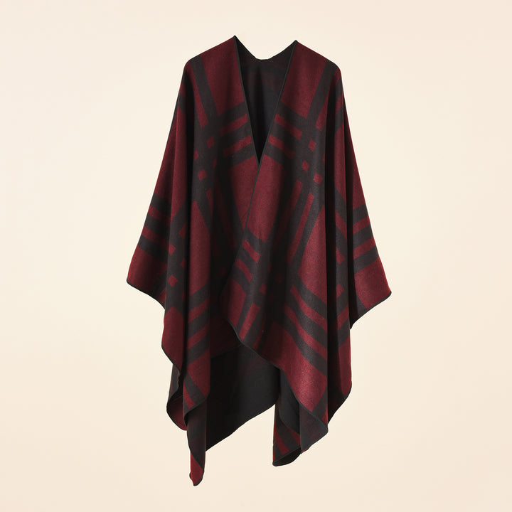 Damen Feiner Jacquard-Kimono-Umhang mit kontrastierter Kettelkante Drune