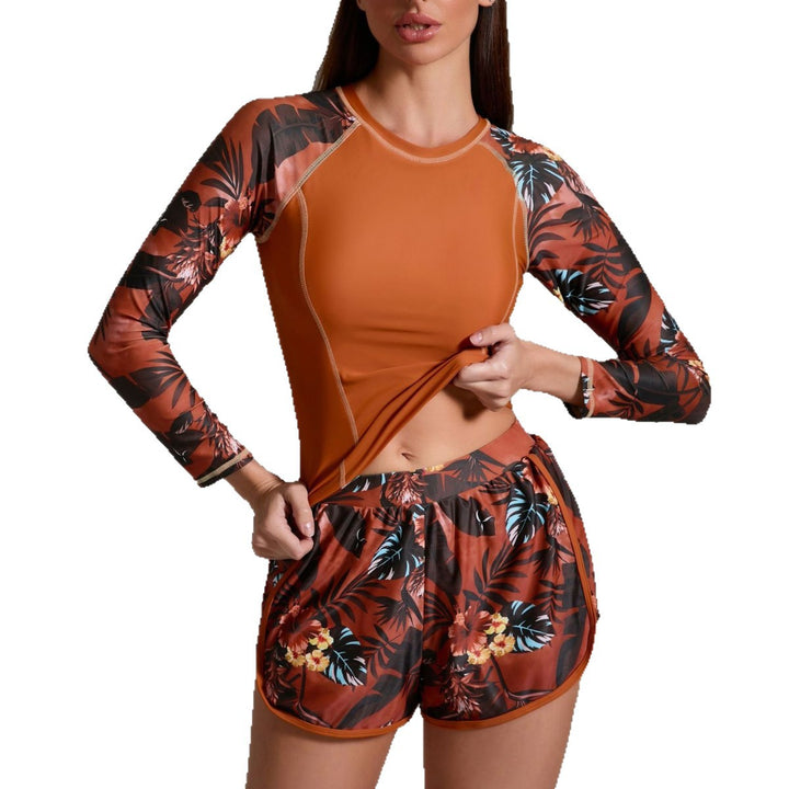 Damen Sportlicher Surf-Look mit langärmligem Oberteil und Shorts Drune