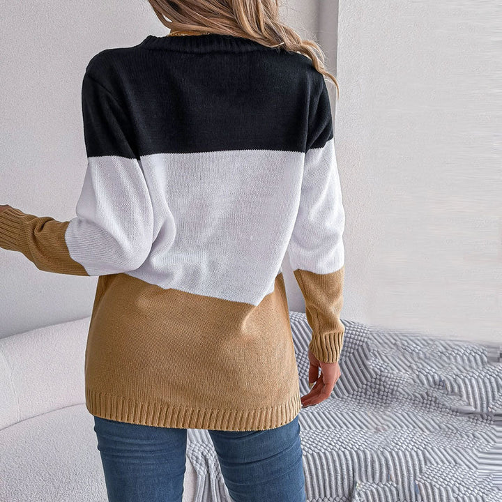 Drune | Farbblock Strickjacke mit Modernem Muster
