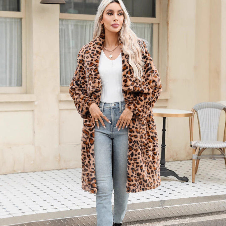 Damen Lange Leopardmuster Drune